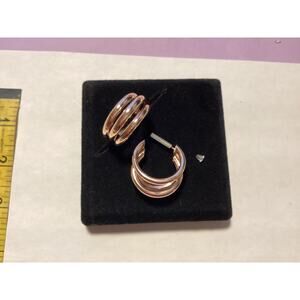 4264 NWOP 1" Rosegold Geometric Triple C Hoop Lightweight Earrings